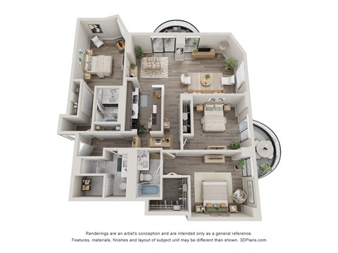 Floor plan for 3 beds, 3 baths, 1480 sqft